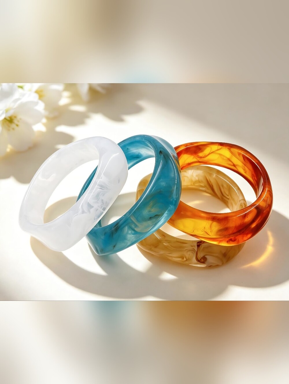 NWT 4-Piece Chunky Acrylic Resin Bangle Bracelet Set | Trendy Statement Jewelry